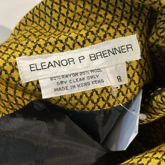 Eleanor P Brenner Vintage Yellow Diamond-Jacquard Button Jacket - Picture 8 of 8